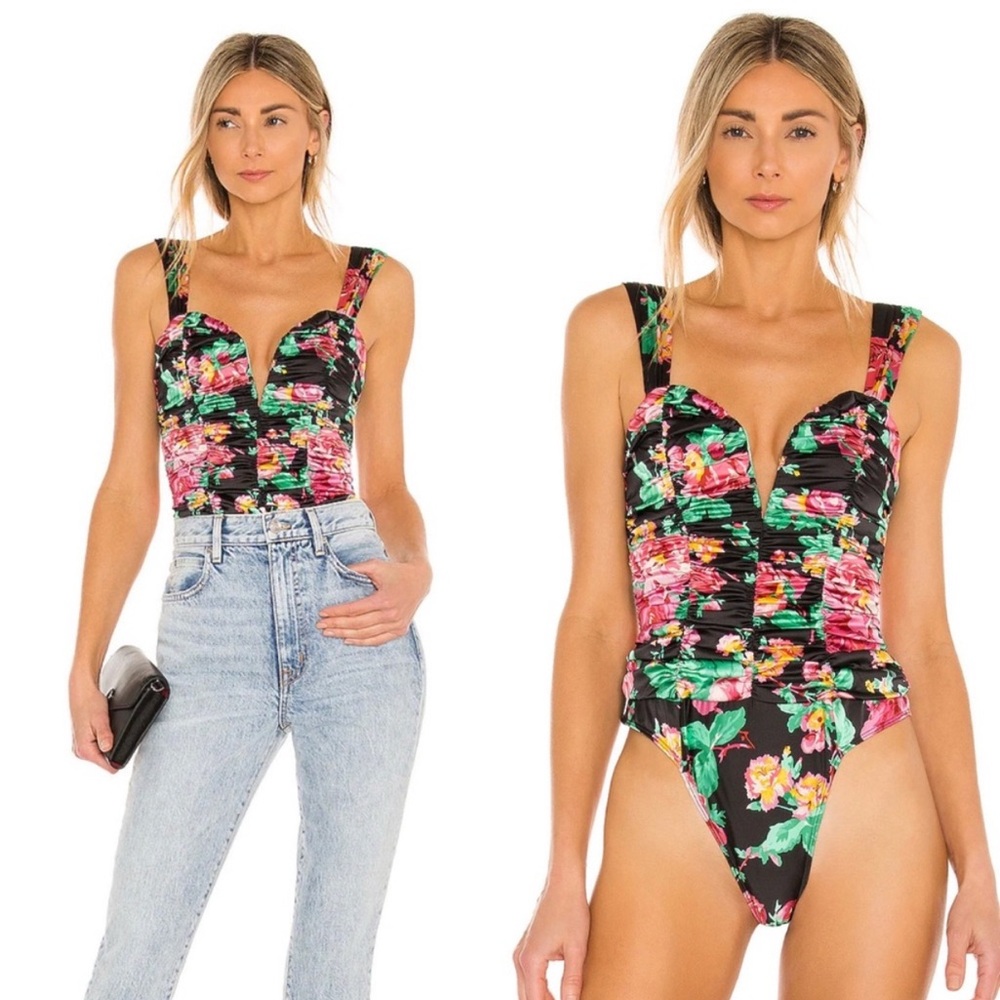 For Love and Lemons Jolie floral ruched bodysuit - Picture 2 of 5